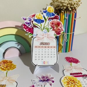 Calendário de mesa flores